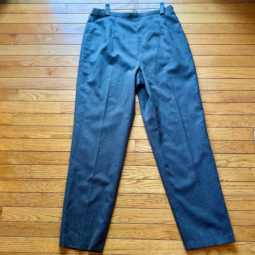 Talbots Women’s Size 12 straight leg wool pants gray made in USA side zipper
